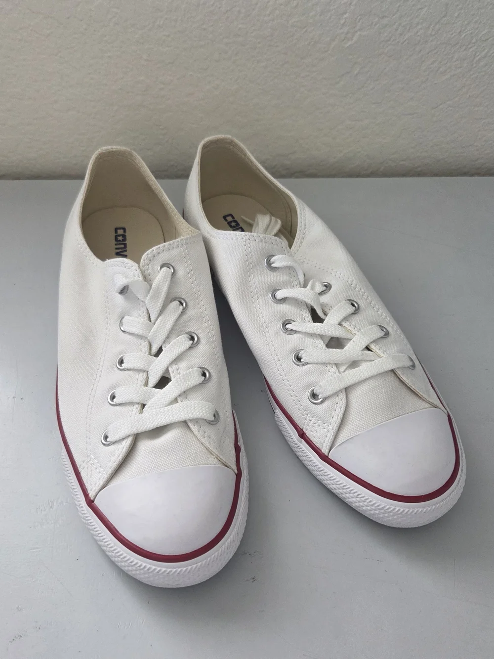 Converse Cream Canvas Low-Top Sneakers with Red Stripe NEW* Unisex CONVERSE Chuck Taylor ALL STAR OX LOW TOP  main image 3